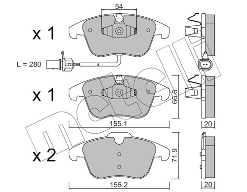 Kit pastiglie freno, Freno a disco - 22-0675-2 METELLI