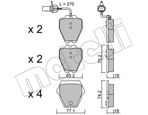 Brake Pad Set, disc brake - 22-0774-1 METELLI