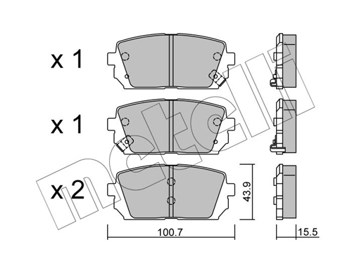 Brake Pad Set, disc brake - 22-0784-0 METELLI