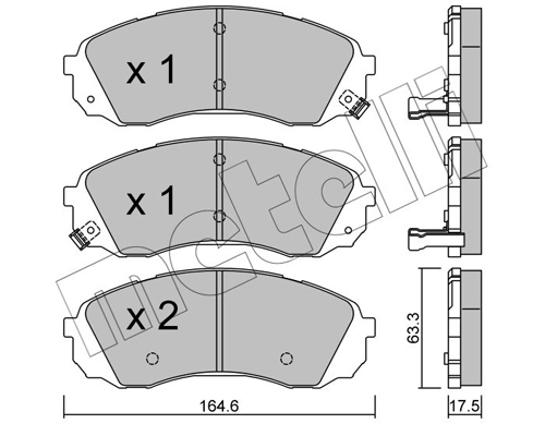 Комплект тормозных колодок, дисковый тормоз - 22-0785-0 METELLI
