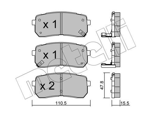Комплект тормозных колодок, дисковый тормоз - 22-0786-0 METELLI