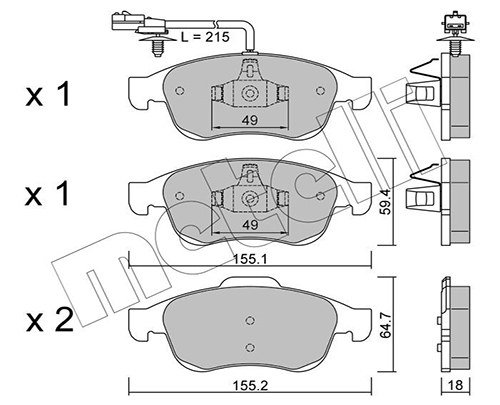 Brake Pad Set, disc brake - 22-0817-3 METELLI