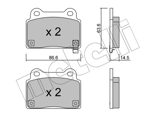 Kit pastiglie freno, Freno a disco - 22-0826-0 METELLI