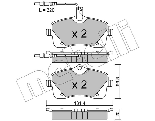 Brake Pad Set, disc brake - 22-0853-0 METELLI