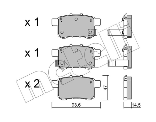 Kit pastiglie freno, Freno a disco - 22-0868-0 METELLI