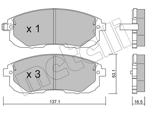 Комплект тормозных колодок, дисковый тормоз - 22-0876-0 METELLI