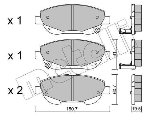 Brake Pad Set, disc brake - 22-0879-0 METELLI