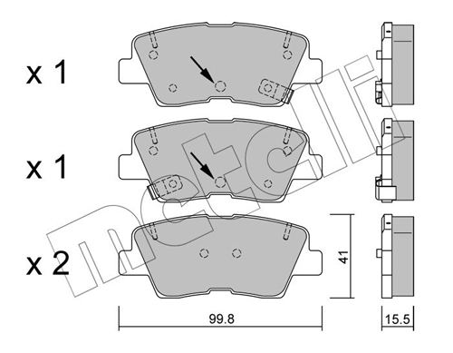 Kit pastiglie freno, Freno a disco - 22-0886-1 METELLI