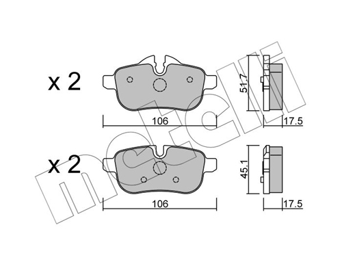 Brake Pad Set, disc brake - 22-0919-0 METELLI