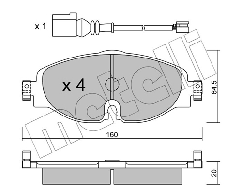 Kit pastiglie freno, Freno a disco - 22-0950-0K METELLI