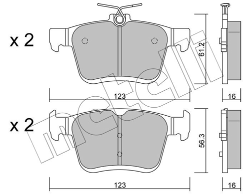 Brake Pad Set, disc brake - 22-0951-0 METELLI