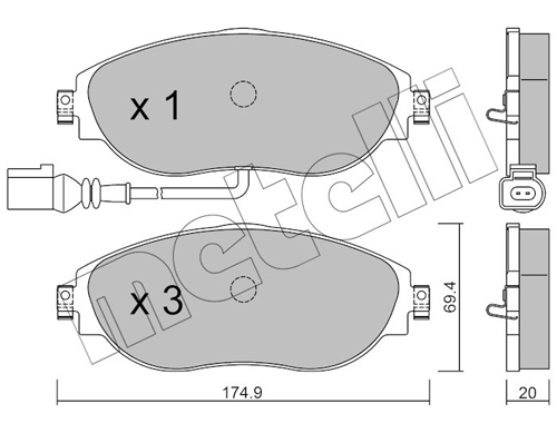 Brake Pad Set, disc brake - 22-0952-0 METELLI
