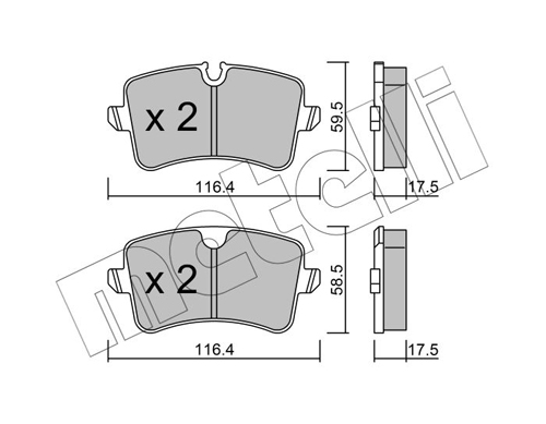 Brake Pad Set, disc brake - 22-0955-0 METELLI