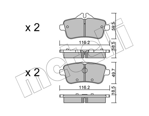 Brake Pad Set, disc brake - 22-0968-0 METELLI