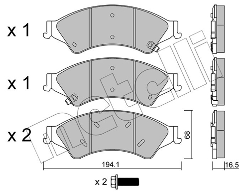 Brake Pad Set, disc brake - 22-0971-0 METELLI