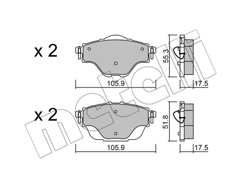 Brake Pad Set, disc brake - 22-0988-0 METELLI