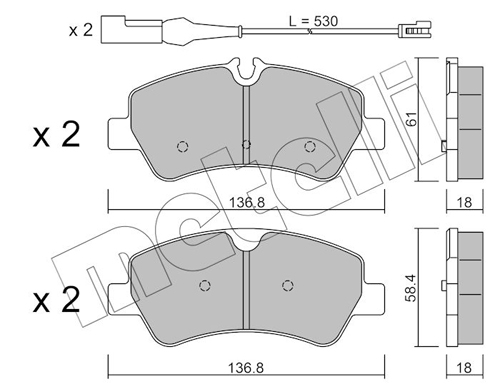 Brake Pad Set, disc brake - 22-0991-1 METELLI
