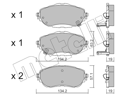 Kit pastiglie freno, Freno a disco - 22-0998-0 METELLI
