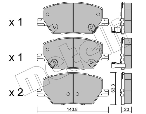 Kit pastiglie freno, Freno a disco - 22-1001-0 METELLI