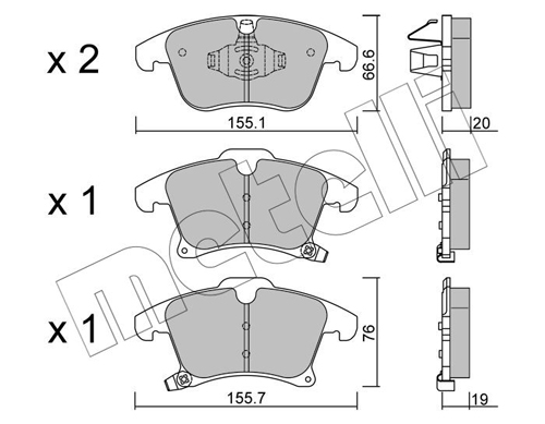 Brake Pad Set, disc brake - 22-1039-0 METELLI