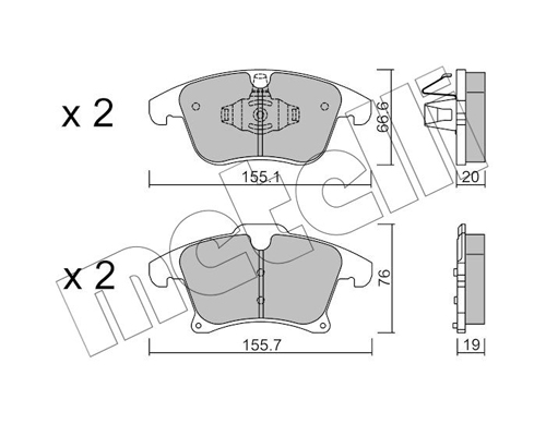 Brake Pad Set, disc brake - 22-1039-1 METELLI