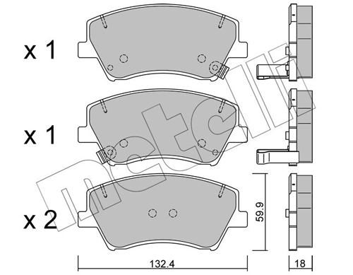 Kit pastiglie freno, Freno a disco - 22-1092-0 METELLI
