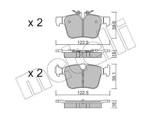 Brake Pad Set, disc brake - 22-1122-0 METELLI