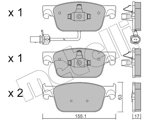 Brake Pad Set, disc brake - 22-1125-0 METELLI