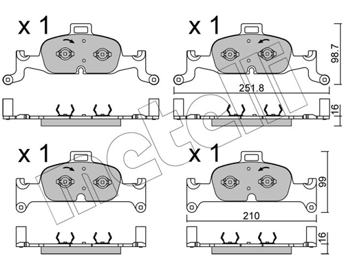 Brake Pad Set, disc brake - 22-1126-0 METELLI