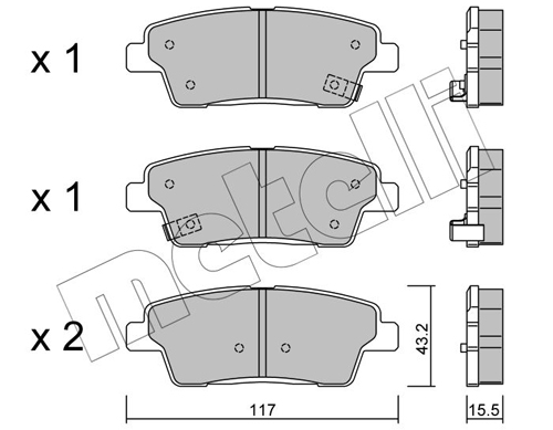 Kit pastiglie freno, Freno a disco - 22-1140-0 METELLI