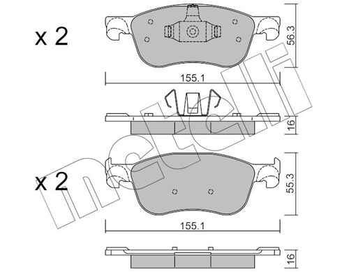 Brake Pad Set, disc brake - 22-1142-0 METELLI
