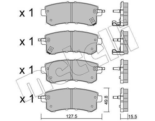 Brake Pad Set, disc brake - 22-1155-0 METELLI