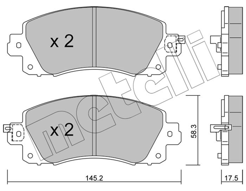 Brake Pad Set, disc brake - 22-1161-0 METELLI