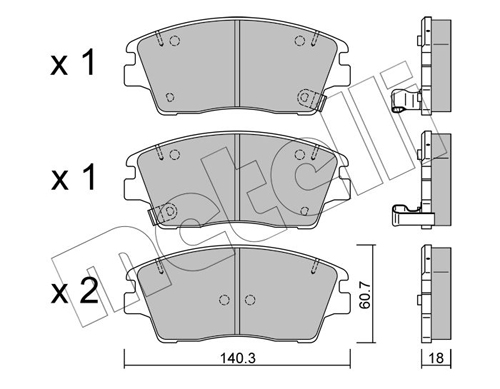 Brake Pad Set, disc brake - 22-1164-0 METELLI