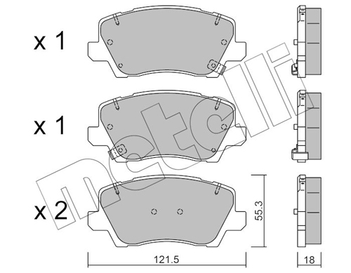 Brake Pad Set, disc brake - 22-1165-0 METELLI