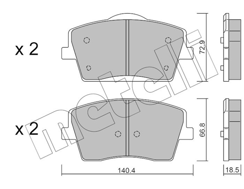 Brake Pad Set, disc brake - 22-1186-0 METELLI