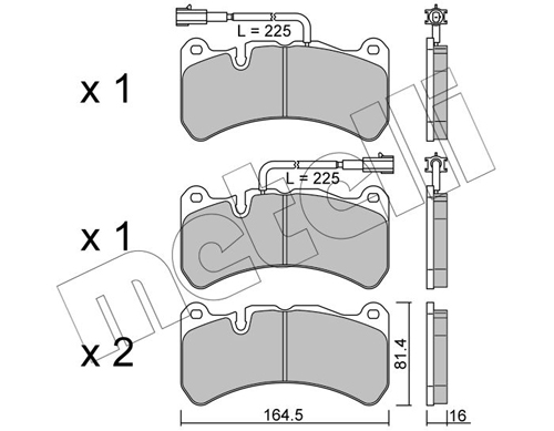 Brake Pad Set, disc brake - 22-1201-2 METELLI