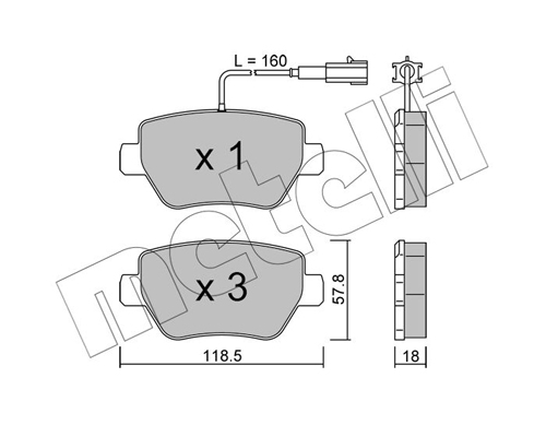 Brake Pad Set, disc brake - 22-1204-0 METELLI