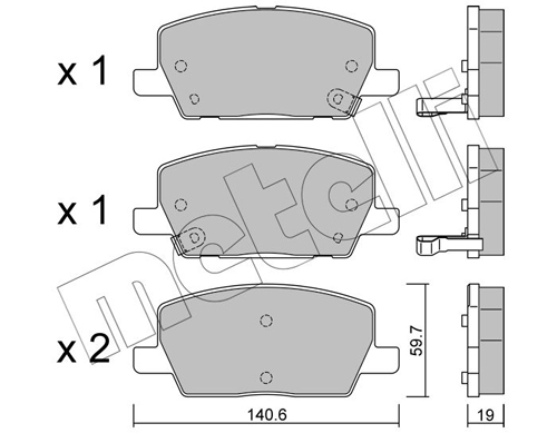 Brake Pad Set, disc brake - 22-1212-0 METELLI