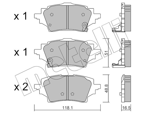Brake Pad Set, disc brake - 22-1228-0 METELLI
