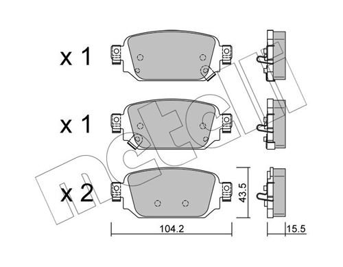 Brake Pad Set, disc brake - 22-1238-0 METELLI