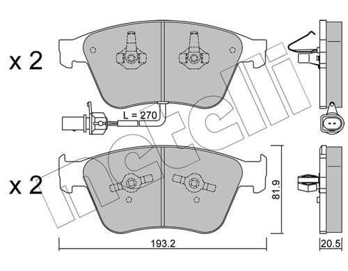 Kit pastiglie freno, Freno a disco - 22-1253-0 METELLI