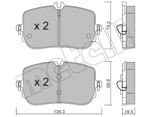 Brake Pad Set, disc brake - 22-1268-0 METELLI