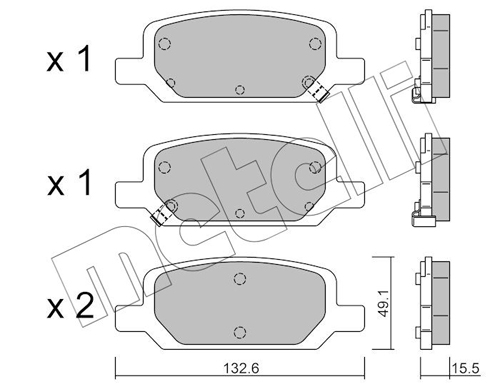 Brake Pad Set, disc brake - 22-1278-0 METELLI