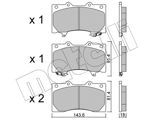 Brake Pad Set, disc brake - 22-1279-0 METELLI