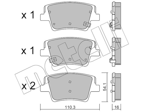 Brake Pad Set, disc brake - 22-1284-0 METELLI