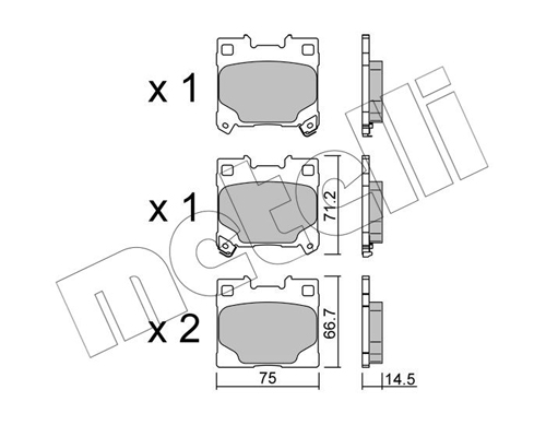 Brake Pad Set, disc brake - 22-1289-0 METELLI