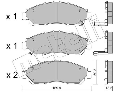 Brake Pad Set, disc brake - 22-1291-0 METELLI