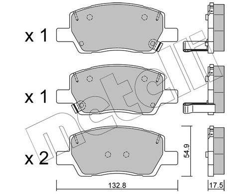 Brake Pad Set, disc brake - 22-1296-0 METELLI