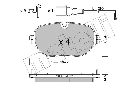 Kit pastiglie freno, Freno a disco - 22-1318-0 METELLI